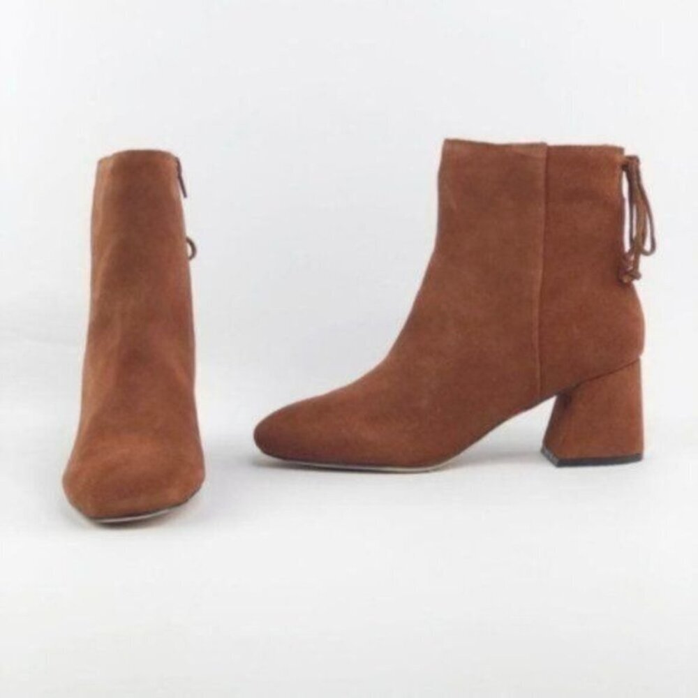 NWT CORSO‎ COMO Tan Cognac Suede Block Heel Booties 8.5
